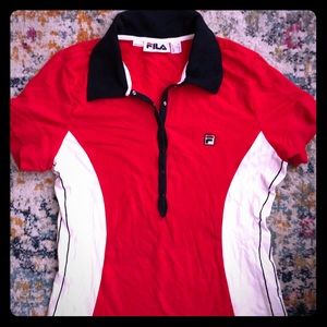 Fila Women's Vintage Polo Red Borg LG - RARE!